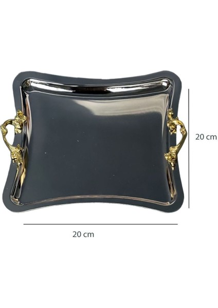 Kare Kavisli Kenar Titanyum Kaplama Servis ve Ikram Tepsisi, Şık ve Dayanıklı Tasarım modelleri