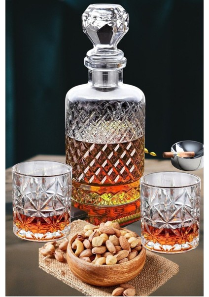 7 Parça Kristal Viski Takımı Seti, 1250 Ml, 6 Bardak, Şarap, Votka, Kadeh