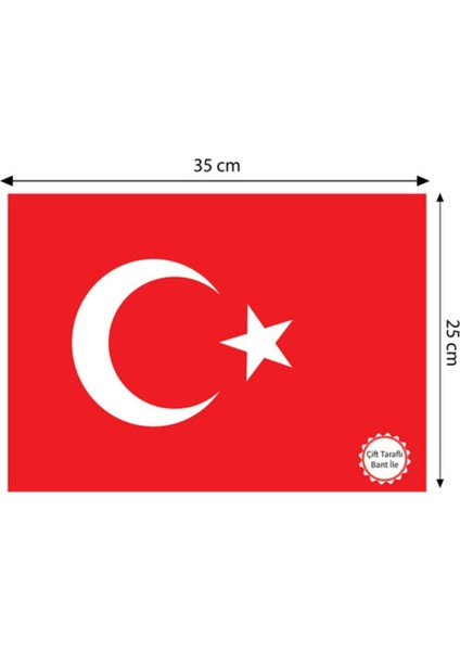 10'lu Türk Bayrağı Flama Seti, 25X35 Cm, Kırmızı Renkli, Kutulu, Dekoratif, Partilere Uygun