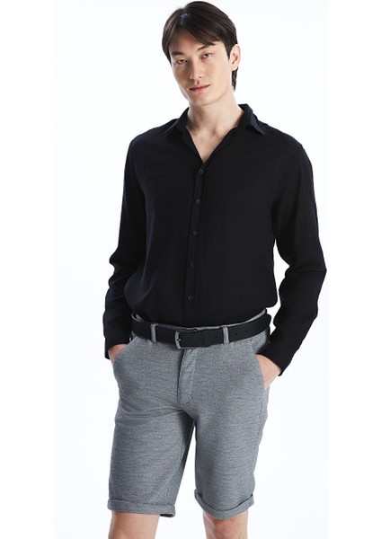 Yeni Sezon Slim Fit Uzun Kollu Armurlu Erkek Gomlek - S5FD87Z8
