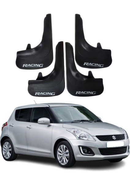 Suziki Swift Uyumlu Racing Yazılı 4'lü Tozluk Çamurluk Paçalık Modifiye