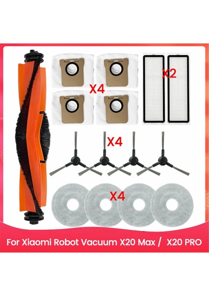15 Adet Elektrikli Süpürge Fırçası Toz Torbası Filtresi ve Paspas Bezi Seti Xiaomi X20 Max X20 Pro Elektrikli Süpürge Yedek Parçaları (Yurt Dışından)
