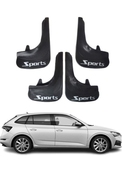 Skoda Scala Uyumlu Sports Yazılı 4'lü Tozluk Çamurluk Paçalık Modifiye
