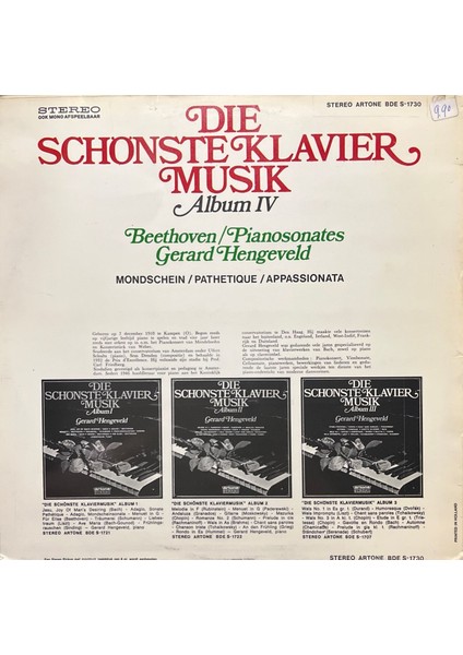 Die Schönste Klavier Music Album Iv Beethoven Classic Lp Plak fiyatları