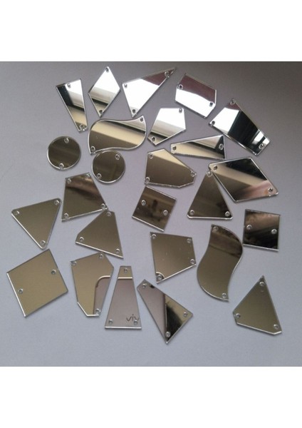 Yeşil Akrilik Aynalı Delikli Yapışkanlı 50'li Set 3cm