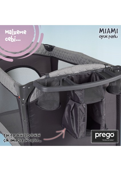 Miami Anne Yanı Oyun Parkı Bej + Yatak Dahil - Bircancocuk indirimleri