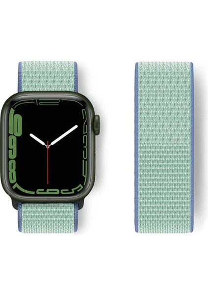 Apple Watch 42MM Hasırlı Cırtcırtlı Kordon - Mavi-Turkuaz - HBPAV1751-4053