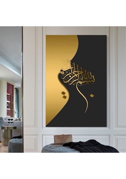 Besmele Kanvas Tablo Ev Duvar Salon Ofis Dükkan Hediyelik Dekarasyon Süsü