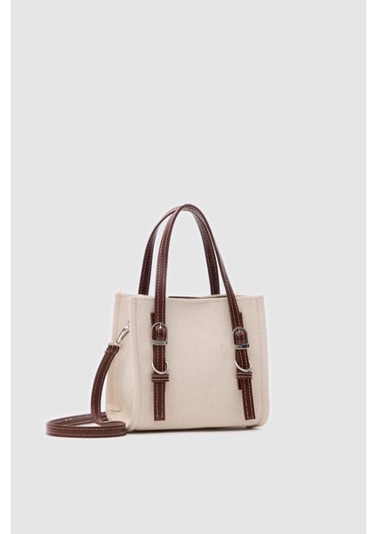 Luxe Garnili Kemer Detaylı El ve Çapraz Çanta Krem indirimleri