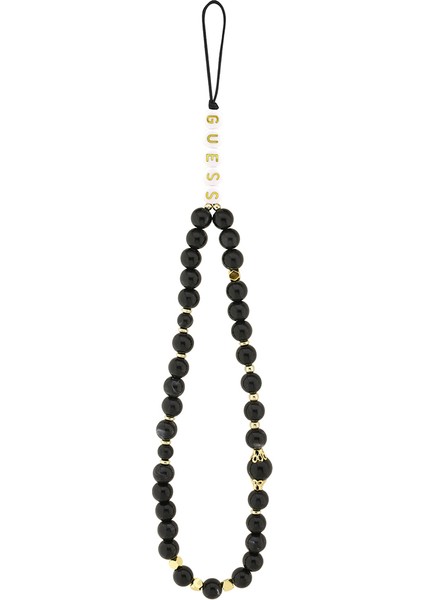 iPhone 15 Pro Uyumlu Kılıf Guess Lisanslı M-Safe Uyumlu Bilek Askı Ipli Yazı Logolu Kapak Siyah modelleri