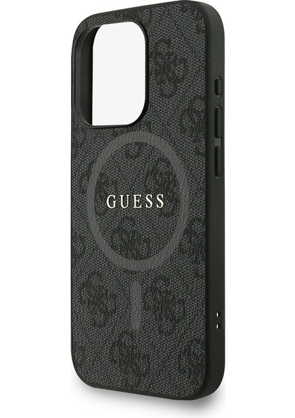 iPhone 15 Pro Uyumlu Kılıf Guess Lisanslı M-Safe Uyumlu Bilek Askı Ipli Yazı Logolu Kapak Siyah