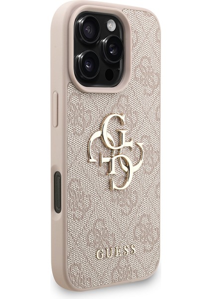 iPhone 16 Pro Max Uyumlu Kılıf Guess Lisanslı Bilek Askı Ipli Metal 4g ve Yazı Logolu Kapak Pembe fırsatları