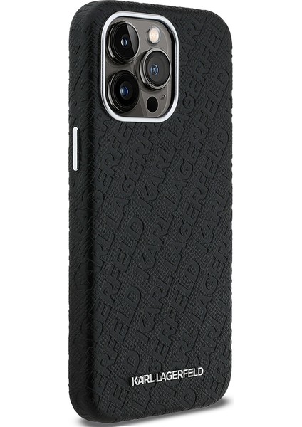 iPhone 15 Pro Max Uyumlu Kılıf Karl Lagerfeld Lisanslı Pu Deri Damgalı Metal Yazı Logolu Kapak Siyah fırsatları