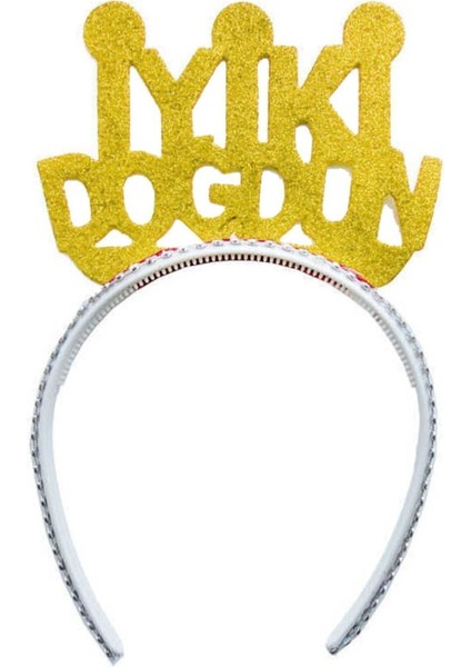 Altın Yazılı Simli Doğum Günü Parti Taç, Neşeli Kutlama Için Şık Tasarım