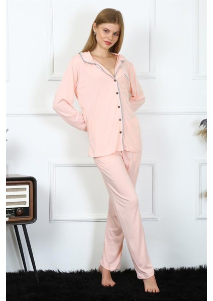 Kadın Penye Uzun Kol Önden Düğmeli Pijama Takım 2778 fiyatları