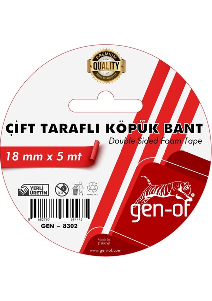 Çift Taraflı Köpük Bant 18X5 M (GEN-8302)