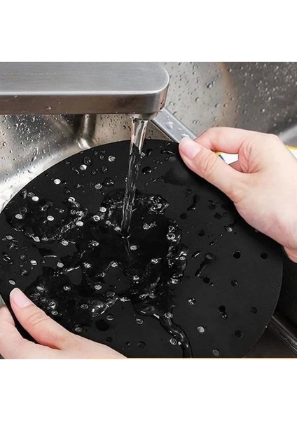 Bfs Renkli Isıya Dayanıklı Yıkanılabilir Silikon Fırın ve Airfryer Yuvarlak Pişirme Matı 20 cm