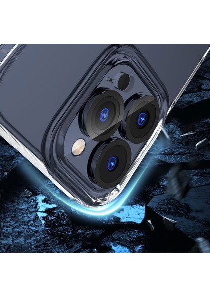 iPhone 15 Pro Max Kılıf Şeffaf Kenarları Silikon Lens Koruyuculu Kapak
