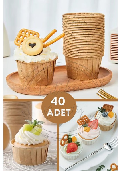 Kraft Muffin Cupcake Kalıbı, Safari Konsept, Doğal, Airfryer Uyumlu, 40'lı
