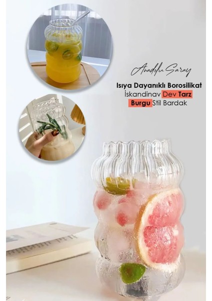 Iki Adet Isıya Dayanıklı Büyük Borosilikat Bardak, Skandinav Tarzı, Burgu Detaylı, Beyaz fiyatları