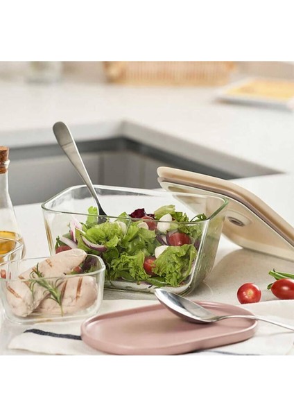 Fika Clik Hava Geçirmez Dikdörtgen Cam Saklama Kabı Seti - 470 ml, 800 ml, 1380 ml, 2600 ml - Mikrodalgada Kullanıma Uygun