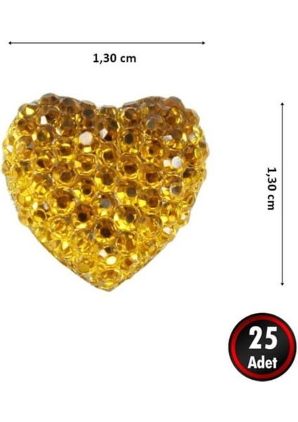 Altın Polyester Kalp Fiyonk, 1,3 Cm, 25 Adet, Nişan ve Kına Süsleri fiyatları