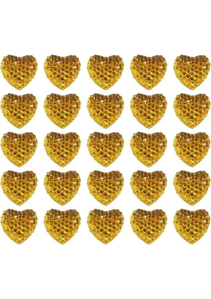 Altın Polyester Kalp Fiyonk, 1,3 Cm, 25 Adet, Nişan ve Kına Süsleri modelleri