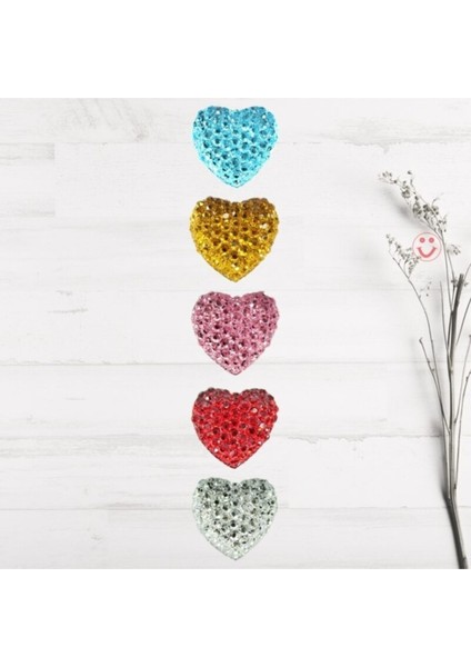 Altın Polyester Kalp Fiyonk, 1,3 Cm, 25 Adet, Nişan ve Kına Süsleri