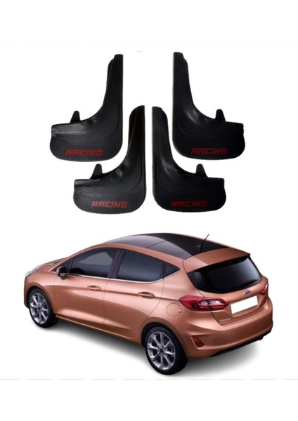 Ford Fiesta 2018 ve Sonrası Uyumlu Racing Yazılı 4'lü Tozluk Çamurluk Paçalık Modifiye