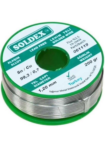 1.20 mm 200 G Kurşunsuz Lehim Teli (%99,3 Sn /%0,7 Cu) fiyatları