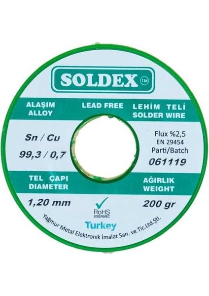 1.20 mm 200 G Kurşunsuz Lehim Teli (%99,3 Sn /%0,7 Cu) modelleri