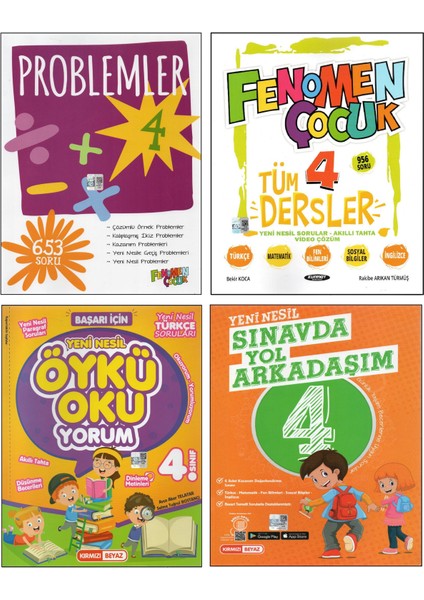 Fenoemen 4. Sınıf Problemler+Tüm Dersler+Kırmızı B. Öykü Okuyorum+Sınavda Yol Arkadaşım (4 Kitap)