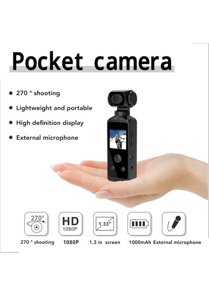 4K Eylem Dijital Kamera 1.33 "ekran 270 Derece Döndürme Wifi Iletim Kaydı Hafif Taşınabilir Spor Hareket Kameraları