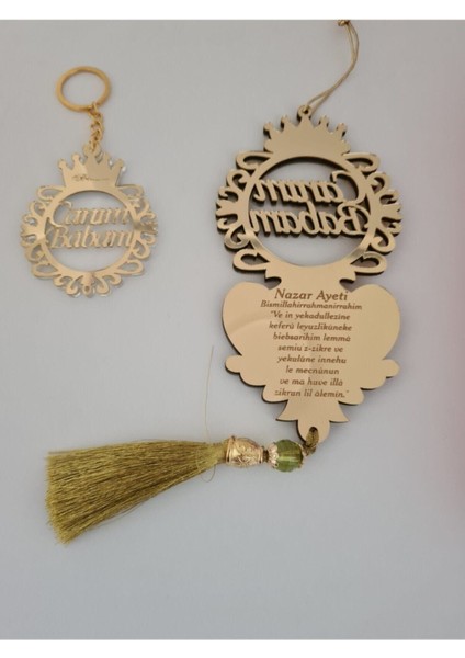 Canım Babam Yazılı Çift Yönlü Dikiz Aynası Süsü ve Anahtarlık Takımı, Turuncu fiyatları