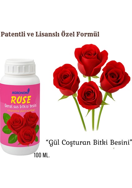Gül Için Bitki Besini, Çiçek Açtıran-Yüksek Kalite (100ML)