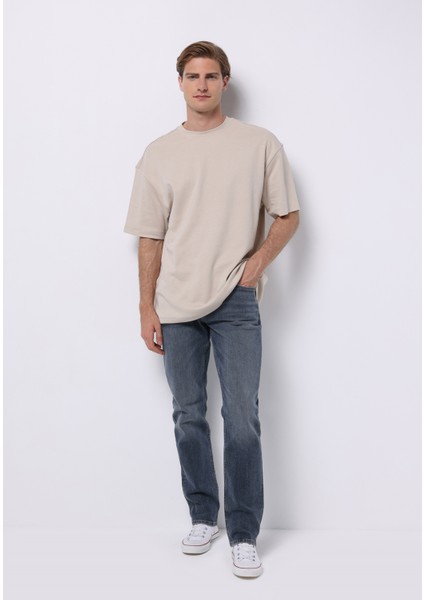 Straight Fit Erkek Indigo Jean Pantolon
