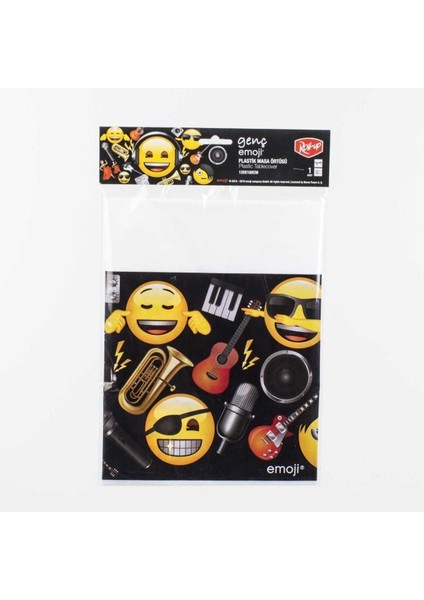 Turuncu Emoji Desenli Plastik Masa Örtüsü 120X180CM, Şık ve Pratik Kullanım Sağlar.