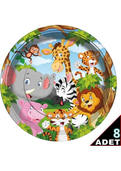 Sevimli Hayvanlar Temalı 23CM Karton Tabaklar, 8'li Paket, Gri Renk fiyatları