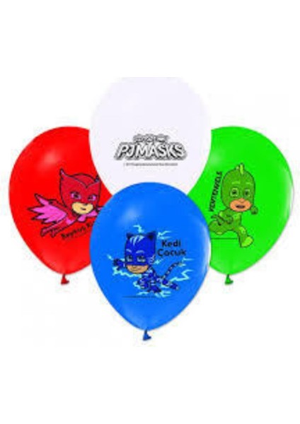 Beyaz Pj Mask Balon, 100 Adet, Eğlenceli ve Renkli Eğlence Seti