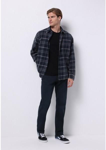 Regular Fit Orta Bel Düz Paça Erkek Koyu Indigo Jean Pantolon modelleri