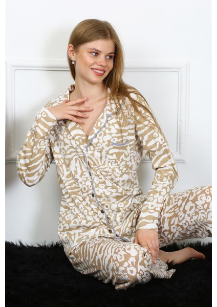 Kadın Penye Uzun Kol Önden Düğmeli Pijama Takım 2780 indirimleri