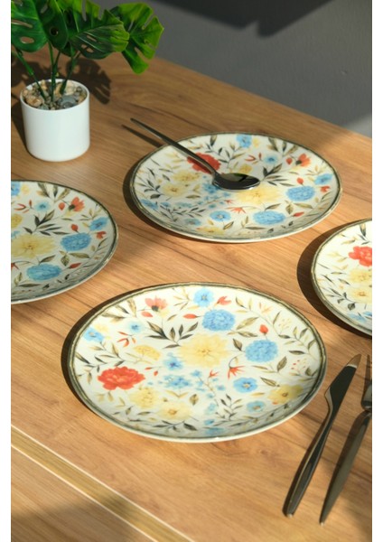 Porselen Fiori Tuval Pasta Tabağı 20CM 4 Kişilik 4 Parça TVL4PTPRS1212