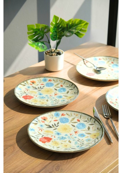 Porselen Fiori Tuval Pasta Tabağı 20CM 4 Kişilik 4 Parça TVL4PTPRS1212 fırsatları