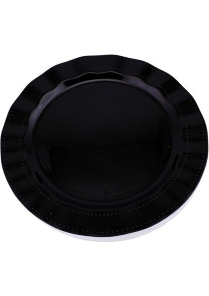 Siyah Lüks Plastik Mika Yuvarlak Tabak 26 cm 6'lı Set