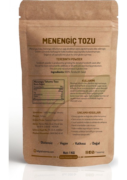 Menengiç Tozu - Unu Glutensiz 1 kg fiyatları