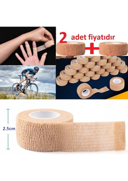 Yapışkan Bandaj 2,5cm×4,5m, 2'li Paket, Bej Renk