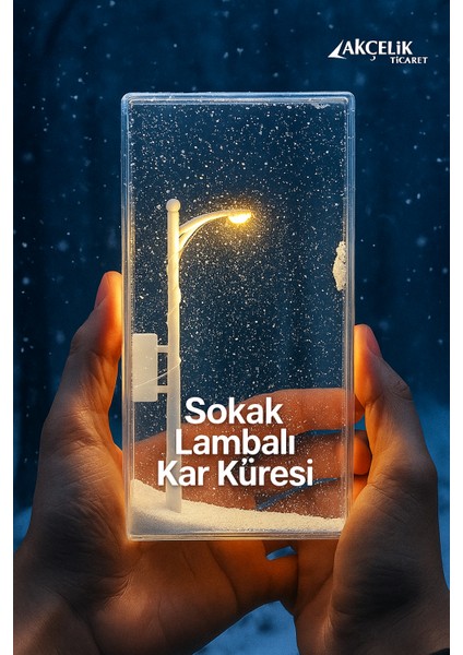 Akçelik Ticaret Sokak Lambalı Kar Küresi