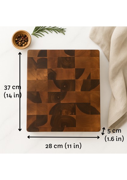 El Yapımı-Ceviz Ağacı End Grain Profesyonel Kesme Doğrama Tahtası – 28X37X5 Cm|dayanıklı-Şık Tasarım fiyatları