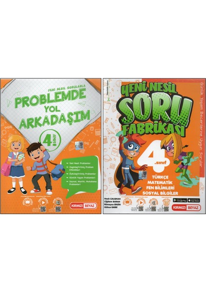 Kırmızı Beyaz 4. Sınıf Soru Fabrikası+Problemde Yol Arkadaşım (2 Kitap)