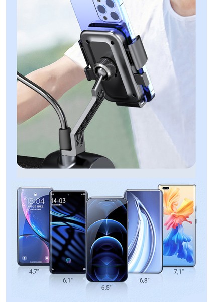 Bisiklet Scooter Motosiklet Otomatik Tuşlu Motosiklet Ayna Bağlantılı Telefon Tutucu modelleri